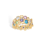 Gold-plated sterling silver ring with a mix of cubic zirconia