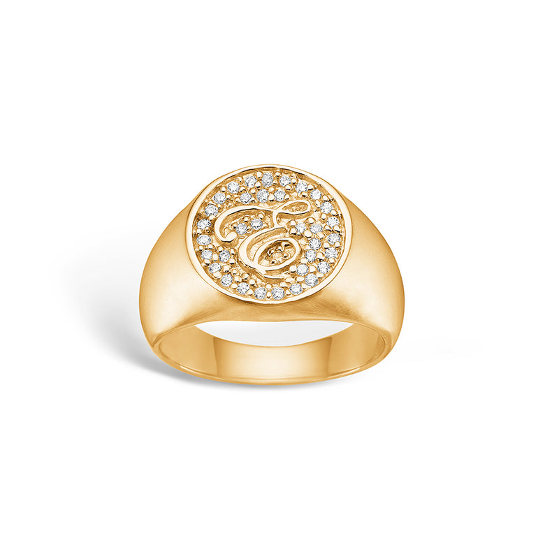 Signature ring in gold-plated silver with cubic zirconia