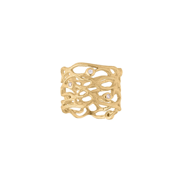 Branches gold-plated silver ring