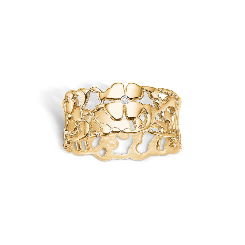 Gold-plated silver ring with real diamond - narrow model