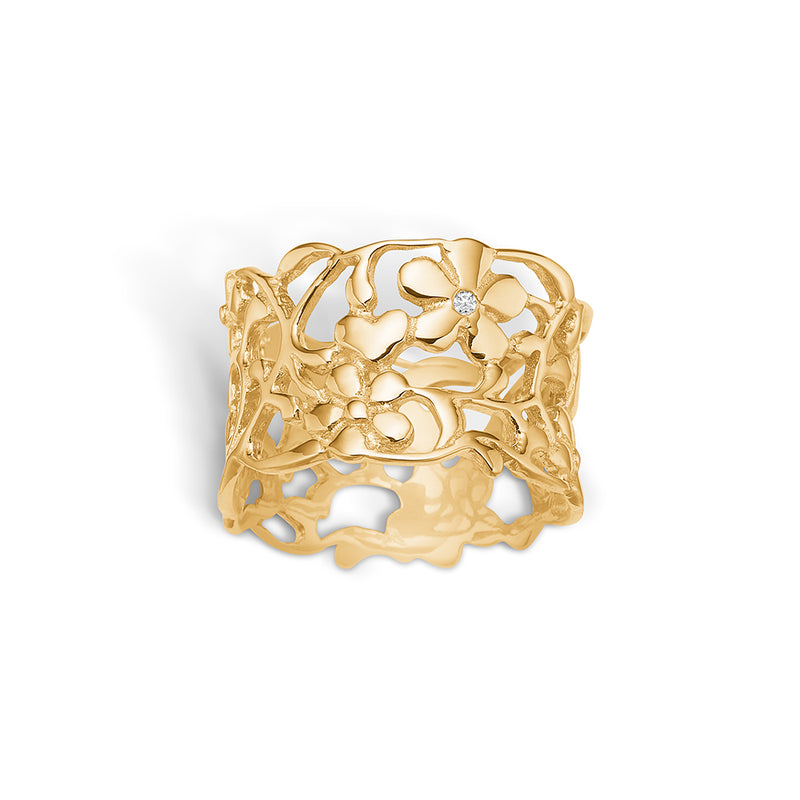 Gold-plated silver ring with real diamond