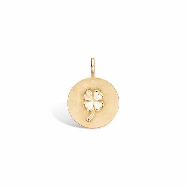 Gold-plated sterling silver pendant matt plate and glossy four-leaf clover