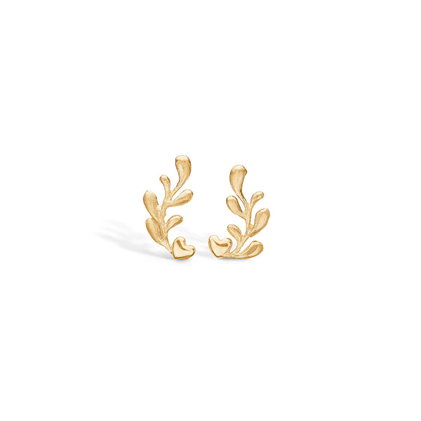 Gold-plated earrings with branches and a small heart