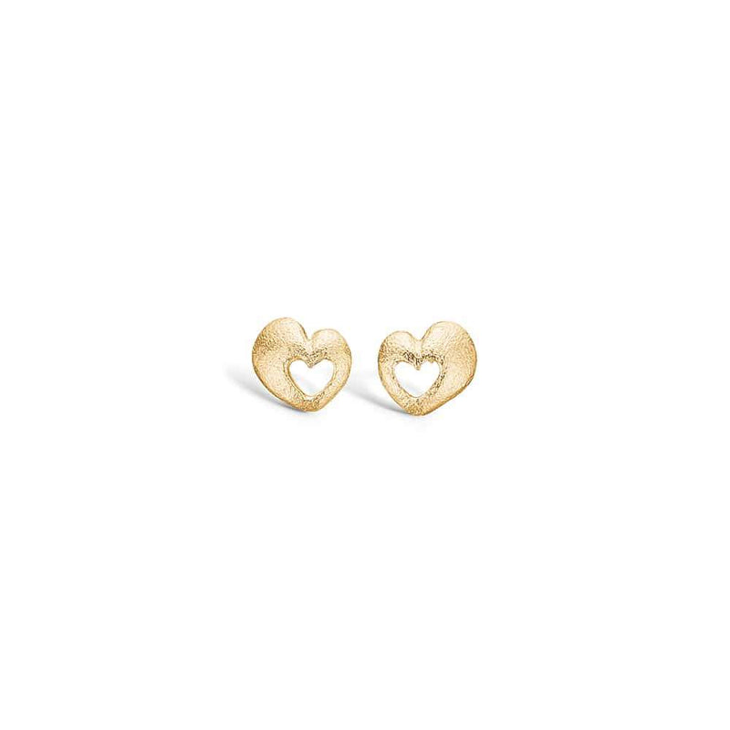 Gold-plated sterling silver earrings with an open heart