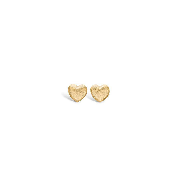 Small heart earrings in matt gold-plated sterling silver