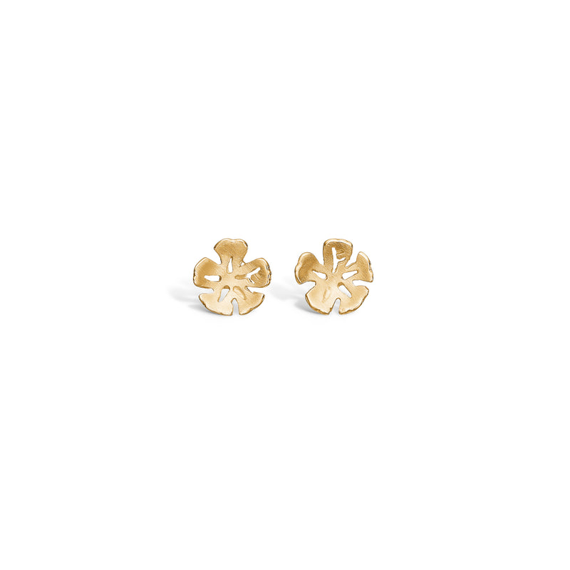 Gold-plated sterling silver earring with rhodium-plated flower