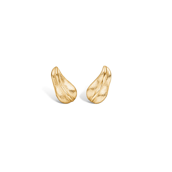 Gold-plated sterling silver matte leaf earrings