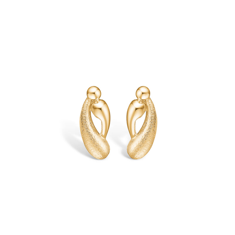 Simple gold-plated sterling silver ear studs matt and shiny