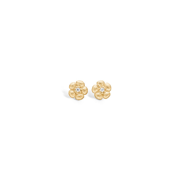 Gold-plated silver earrings with matte flower