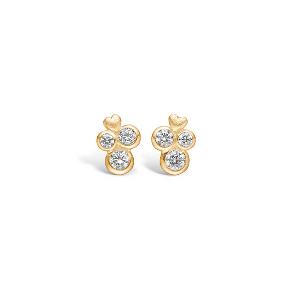 Gold-plated sterling silver earrings with heart and cubic zirconia