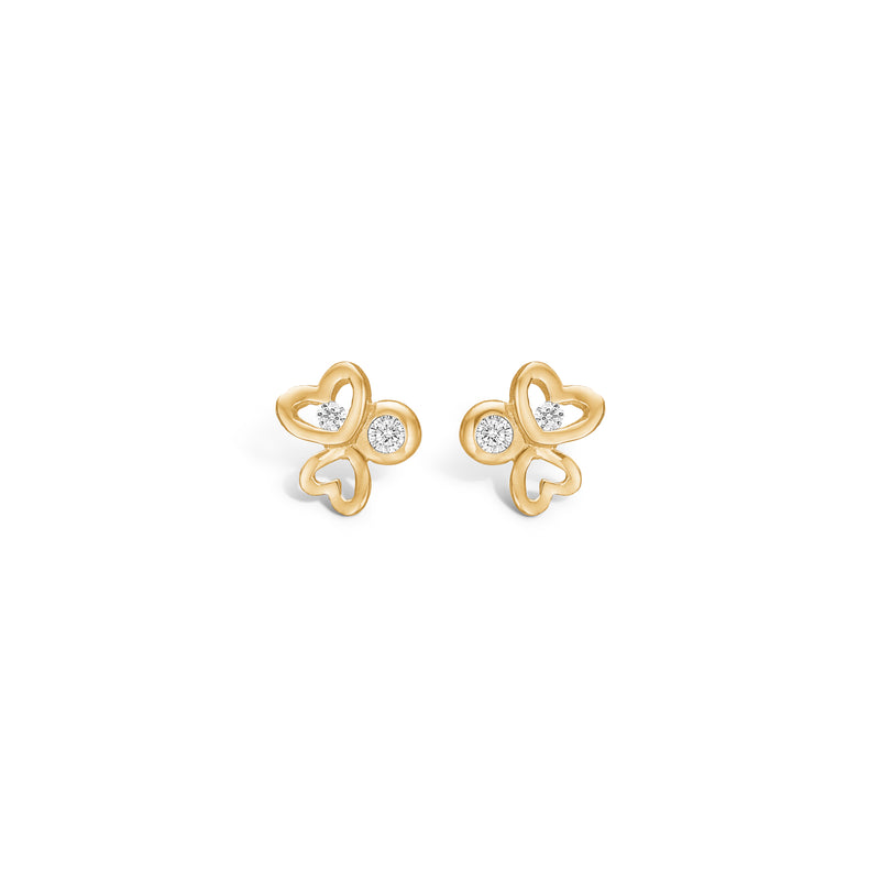 Gold-plated silver ear studs with heart pattern