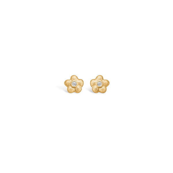 Sweet gold-plated silver earrings with flower and cubic zirconia