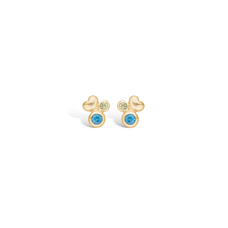 Gold-plated sterling silver earrings with blue and green stones