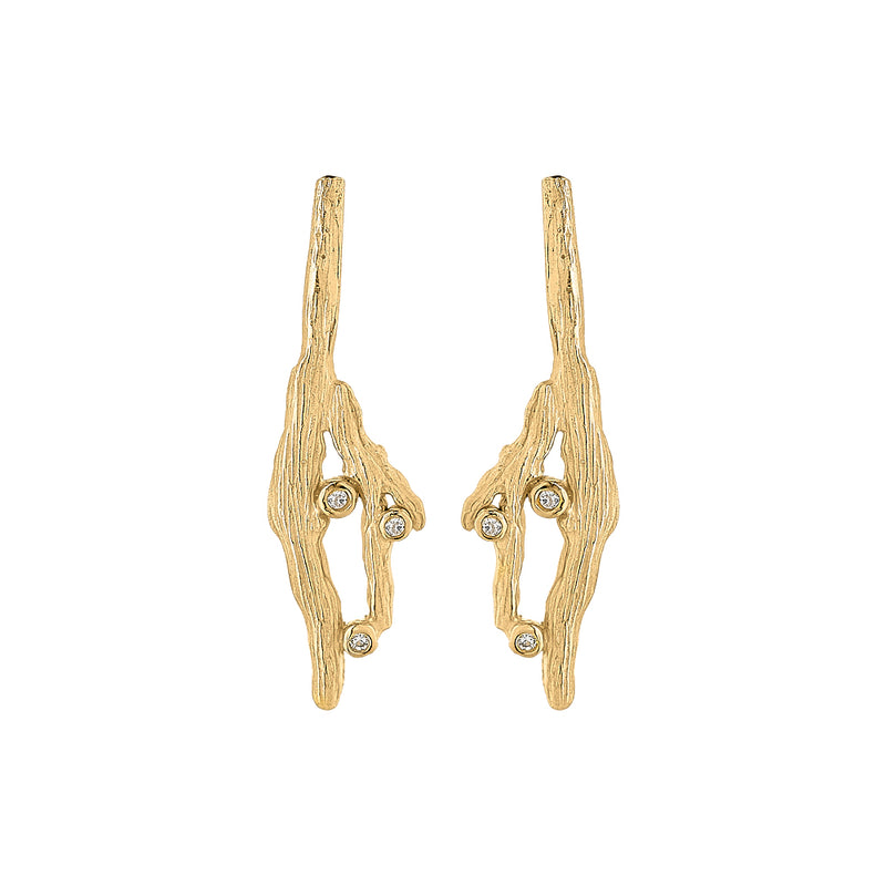 Branches gold-plated silver ear studs