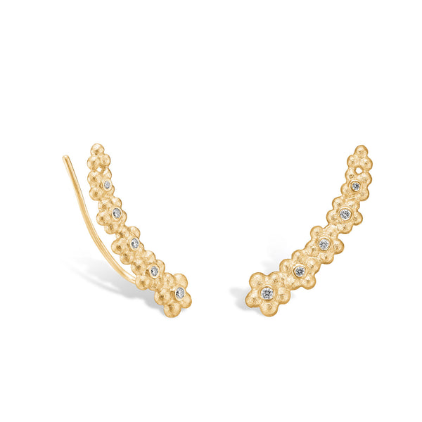 Beautiful gold-plated ear crawlers with flower tendrils and cubic zirconia
