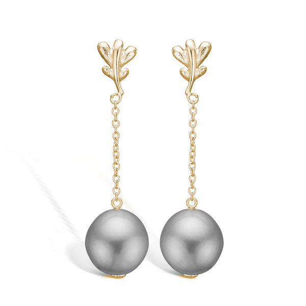 Gold-plated silver earrings with white freshwater pearls