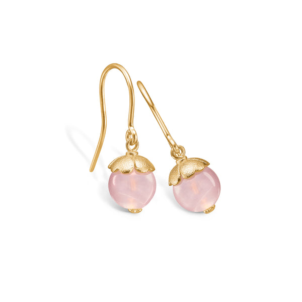 Gold-plated silver earring with sweet rose quartz
