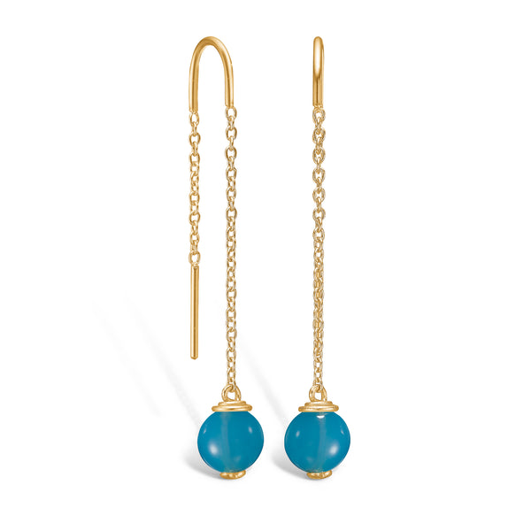 Gold-plated silver earring with turquoise agate