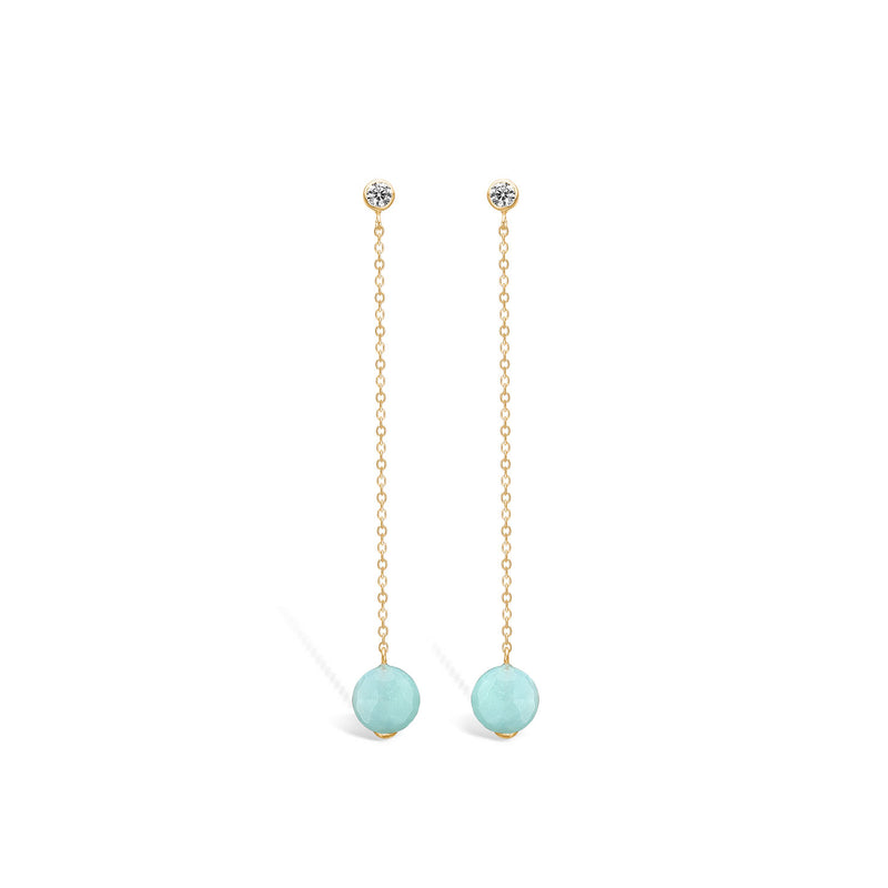 Beautiful gold-plated silver earrings with amazonite and cubic zirconia.