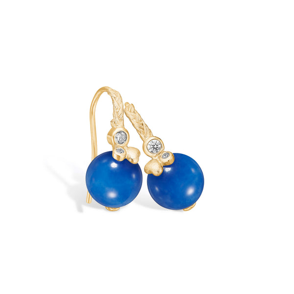 Gold-plated sterling silver earrings with blue agate
