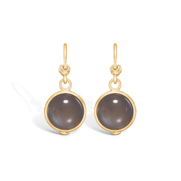 Gold-plated silver earrings with moonstone and rose