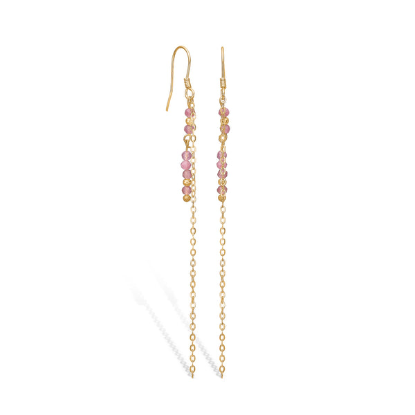 Gold-plated silver earrings with pink tourmaline