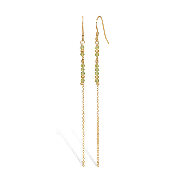 Gold-plated silver earrings with green peridot