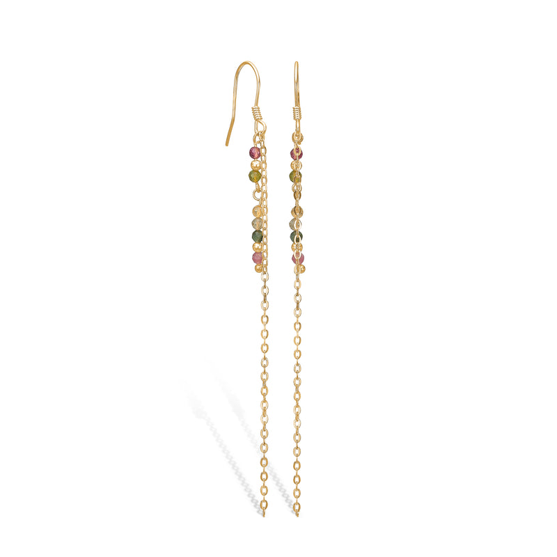 Gold-plated silver earrings with tourmaline mix