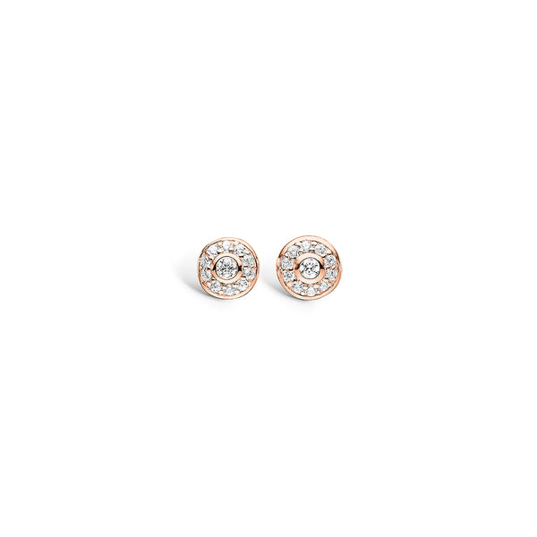 Simple and cute earrings in rose gold-plated sterling silver with a pope circle