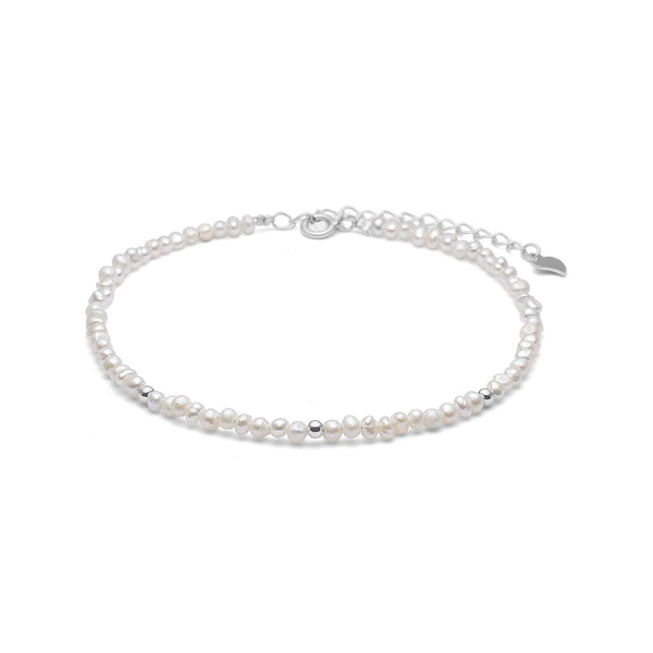 Sterling silver stone bracelet with freshwater pearls