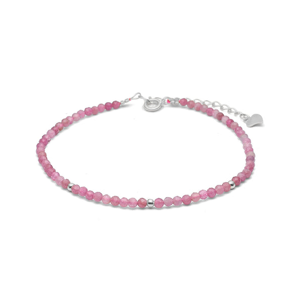 Sterling silver stone bracelet with pink tourmalines