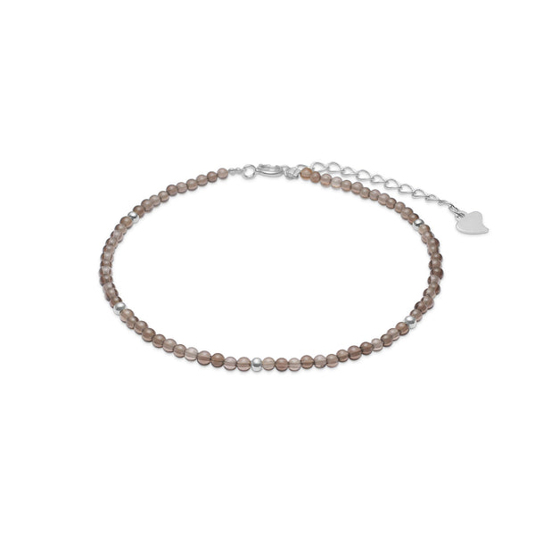Sterling silver stone bracelet with smoky quartz