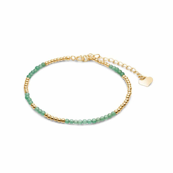 Gold-plated sterling silver stone bracelet with green aventurine