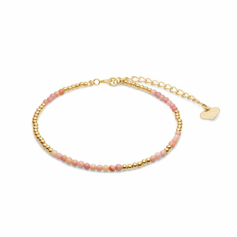 Gold-plated sterling silver stone bracelet with orange/pink aventurine