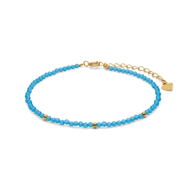 Gold-plated sterling silver stone bracelet with blue topaz