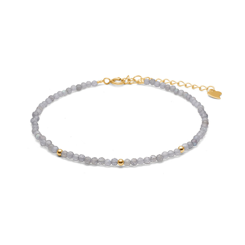 Gold-plated sterling silver stone bracelet with labradorite