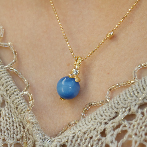Gold-plated sterling silver necklace with blue agate