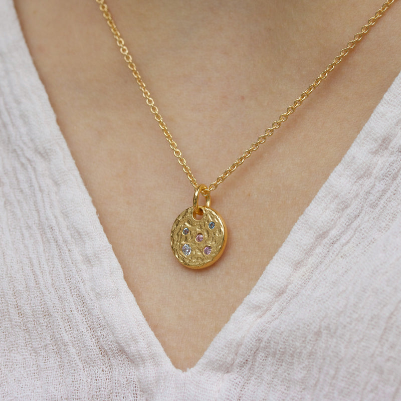 Gold-plated silver necklace with mix cz
