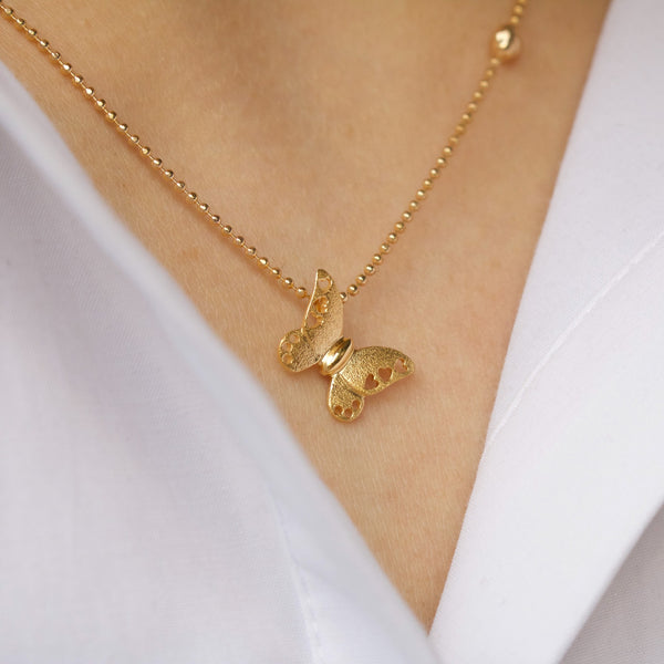 Gold-plated sterling silver necklace with butterfly