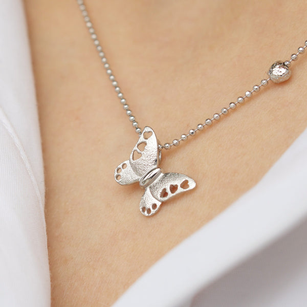 Sterling silver necklace with butterfly