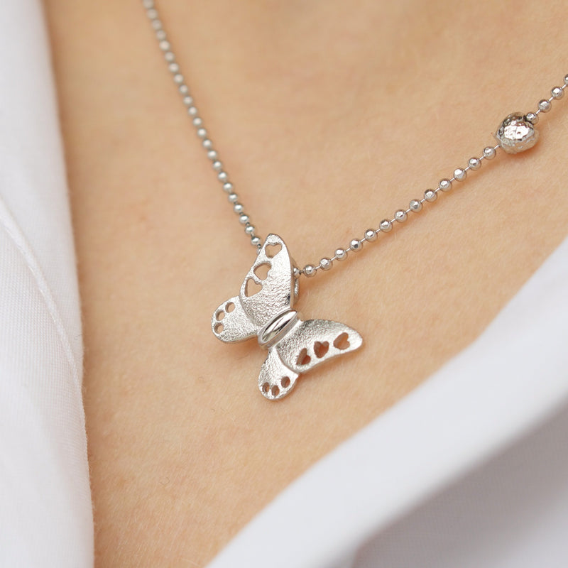 Sterling silver necklace with butterfly